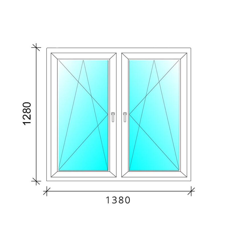 140x130 Tokosztott nyb/nyb műanyag ablak