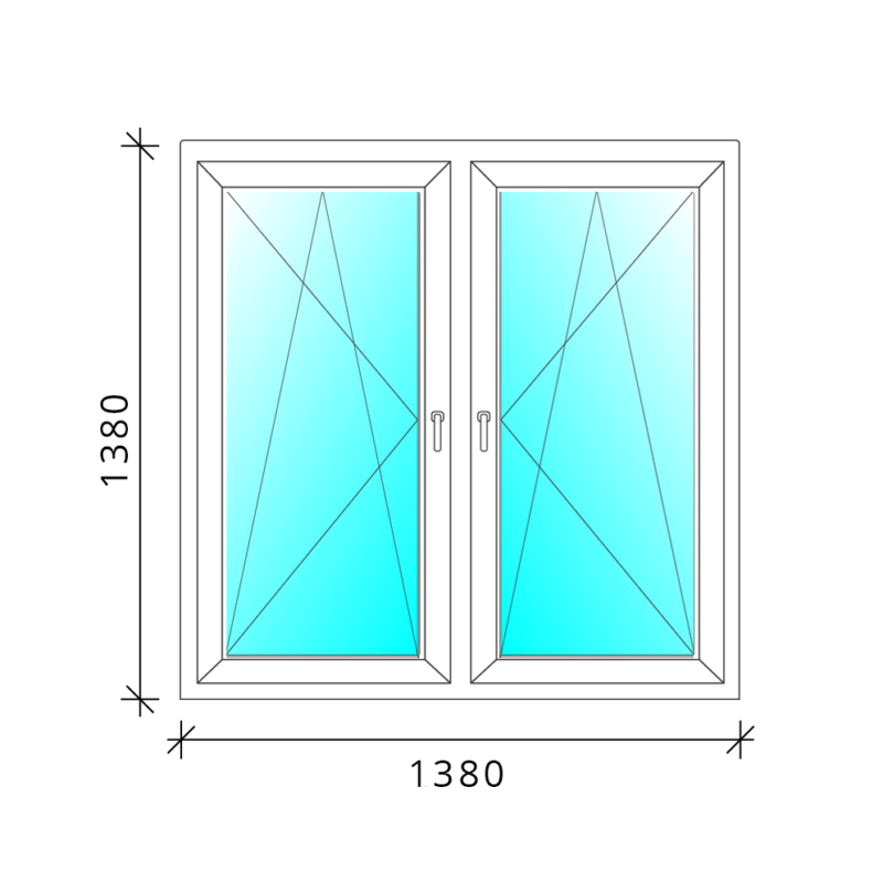 140x140 Tokosztott nyb/nyb műanyag ablak