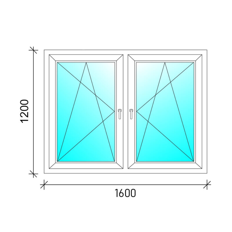 160×120 Tokosztott nyb/nyb műanyag ablak